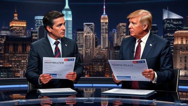 News anchors discuss misinformation and election results on TV show.