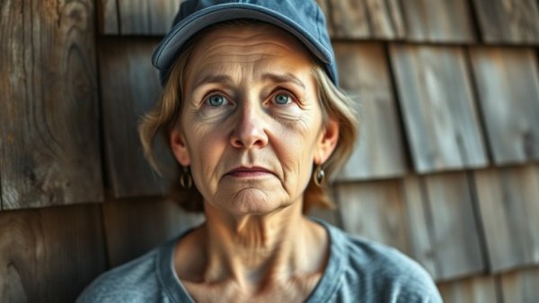 Middle-aged woman contemplating government shutdown implications outdoors.