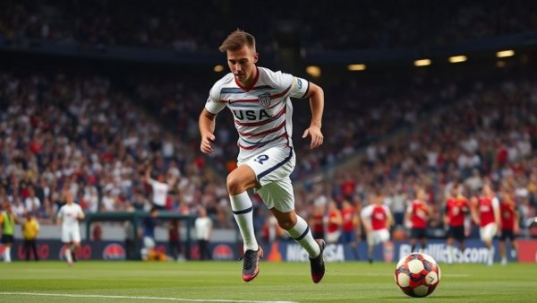 U.S. men's national soccer team player in action during a match.