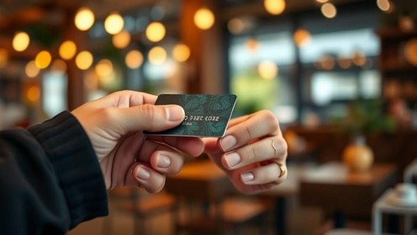 Contactless payment with a credit card at a cafe, featuring Costco Anywhere Visa Card cash back benefits.