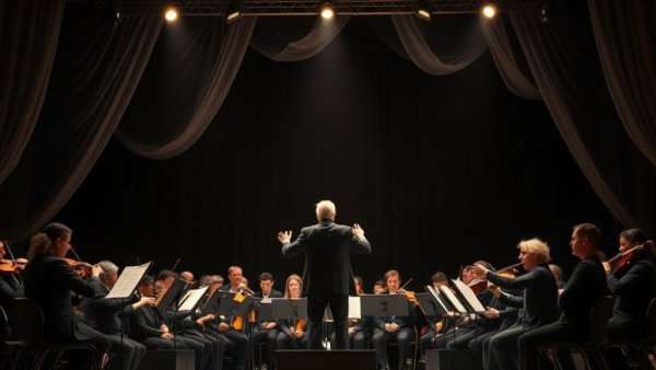Icelandic conductor Rosalía's 'Lux' performance with ensemble on stage.