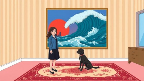 Christie's 21st Century Evening Sale for Women Artists: Illustrated woman and dog in decorative room