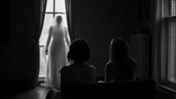 AI Conversations With Deceased Loved Ones scene with ghostly figure.