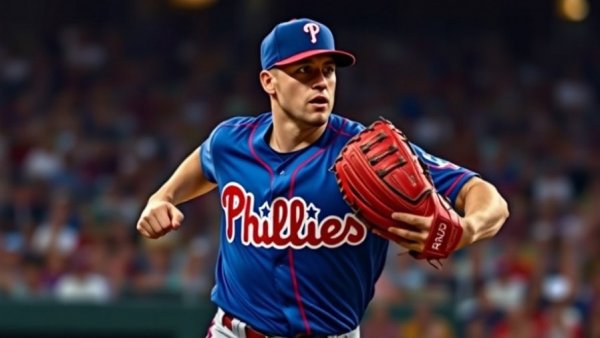 Phillies player in action, showcasing intensity and focus.