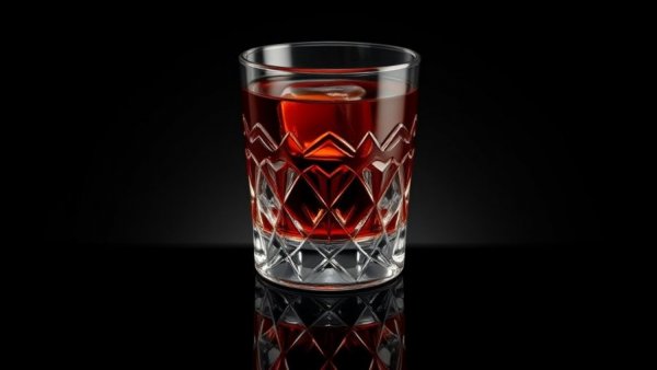 Sentimental Gentleman cocktail in elegant cut glass tumbler.