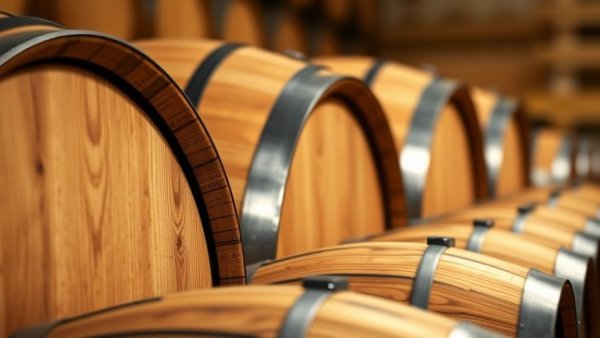 Oak barrels in a winery highlighting how oak affects wine flavor.
