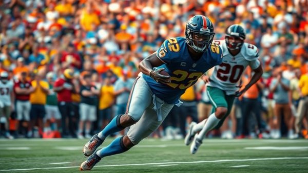 NFL action in Week 12; player evades tackle in lively game scene.