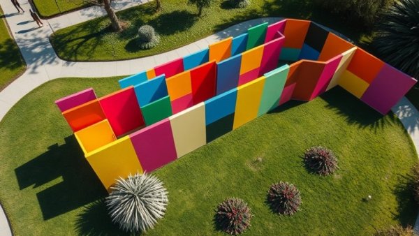 Colorful art in lush Minas Gerais park, design lovers dream.
