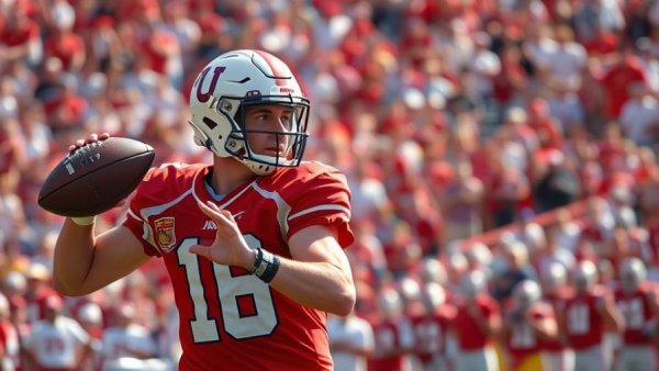 College quarterback in action, potential Eagles 2026 NFL Draft prospect.