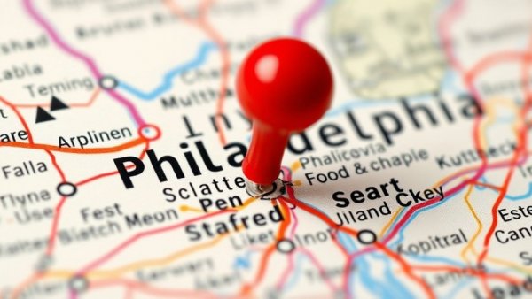 Map highlighting Philadelphia and Delaware Valley Food Scene.