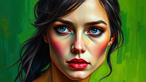 Paula Modersohn-Becker painting style portrait of a woman, vivid colors.