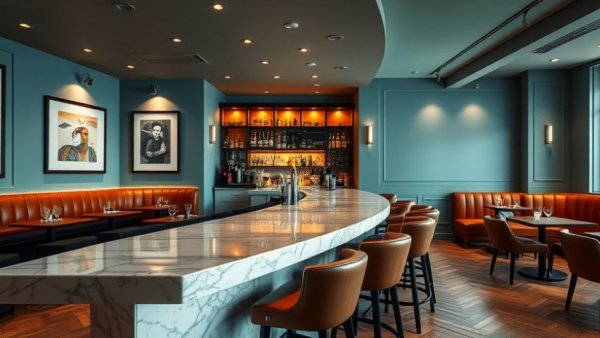 Elegant modern restaurant interior in Baltimore, known for seafood
