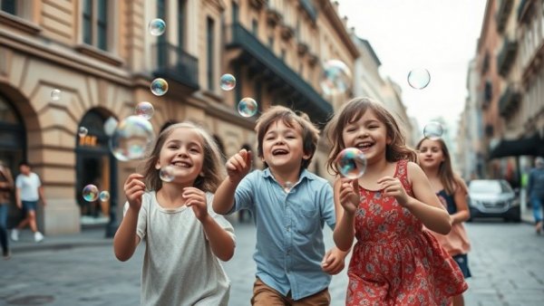 Children enjoying bubbles at Open Streets West Walnut event.