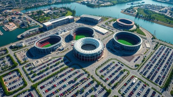 Aerial view of Philadelphia sports complexes for World Cup 2026 schedule.