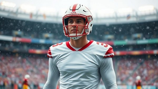 2026 NFL Draft Prospects: Football player on snowy field, in-game action.