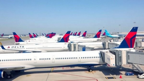 Delta airplanes at airport gates with jet bridges under daylight.