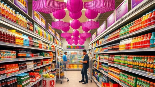 Colorful supermarket aisle highlighting affordability crisis in Philadelphia.