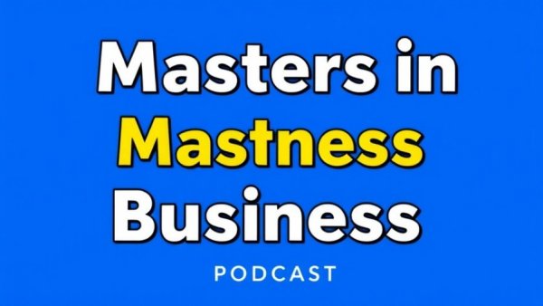 Podcast cover design for Masters in Business featuring bold typography.