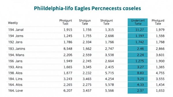 Table of Eagles under center strategy percentages per week.