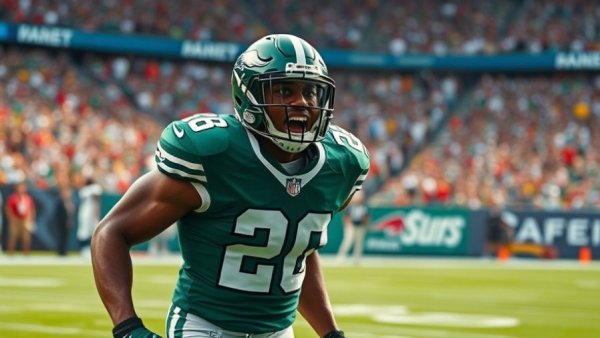 Eagles player celebrates on field during NFC East title game.