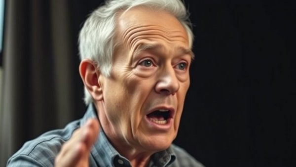 Trump's China Shift: Expressive man speaking energetically.