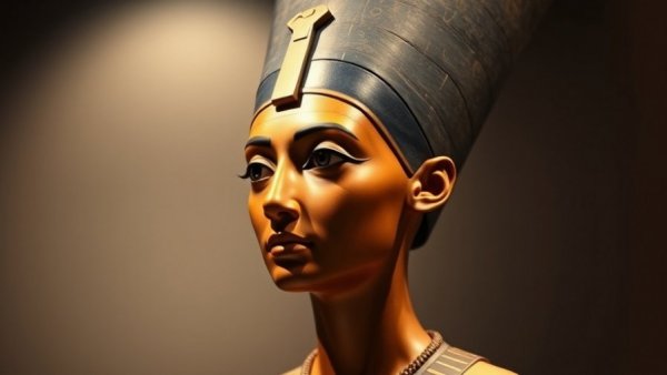 Majestic Nefertiti bust in a museum, representing Nefertiti bust return.
