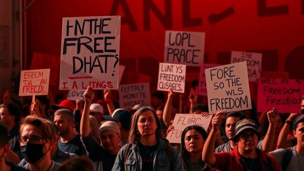 Protest for freedom with determined participants holding signs, lessons learned in 2025.
