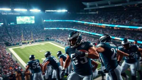Philly Sports Stories 2025: Eagles mid-game action scene.
