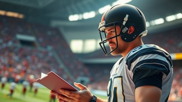 Football player strategizes game tactics, capturing Micah Parsons trade significance.