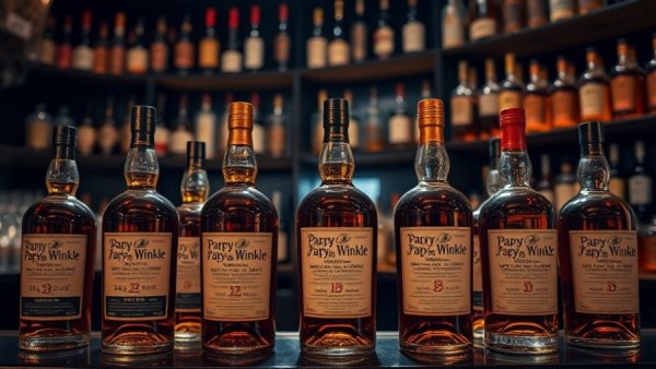 Luxurious Pappy Van Winkle whiskey collection for auction.