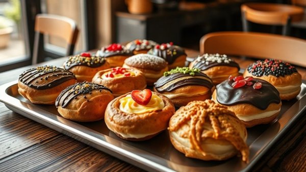 Artisan pastries on a tray showcasing Philadelphia pastry scene.