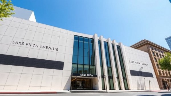 Exterior view of Saks Fifth Avenue building on a sunny day.