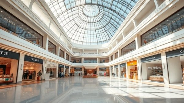 Shops at Liberty Place sale, spacious atrium under glass dome, diverse stores.