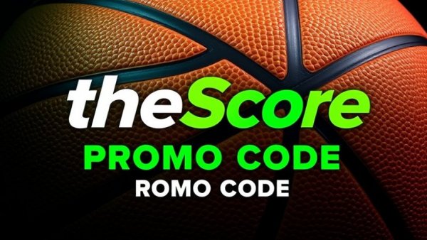theScore Bet promo code image on basketball background.