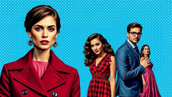 Jennette McCurdy Half His Age pop art collage with vibrant blue background.