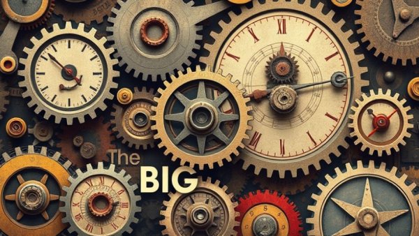 Economic growth illustration with machines and gears, 'The Big Picture'.