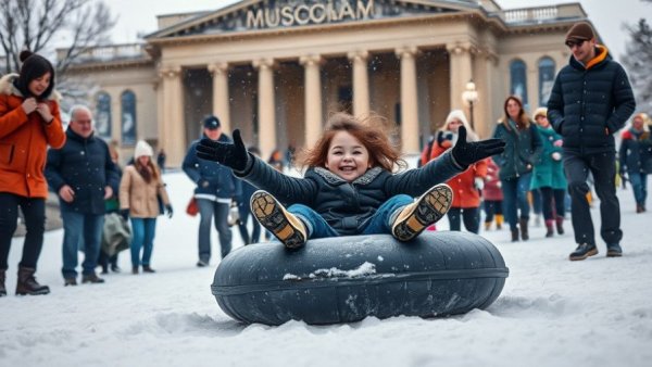 Philadelphia Winter Snowstorm Celebrations with sledding enthusiasts.
