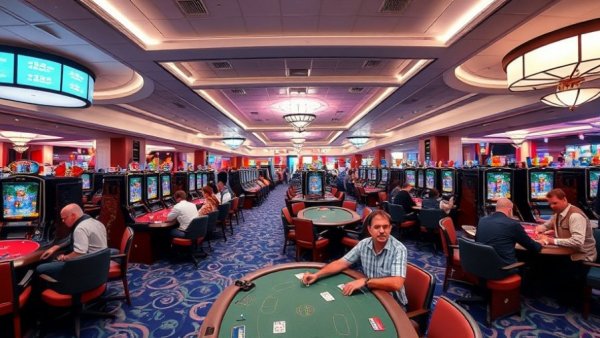 Casino interior with people playing poker, relevant to Pennsylvania Online Casino Regulation 2026.