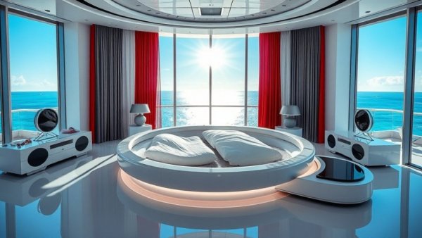 Luxurious Miami Beach condo with rotating bed and ocean views.