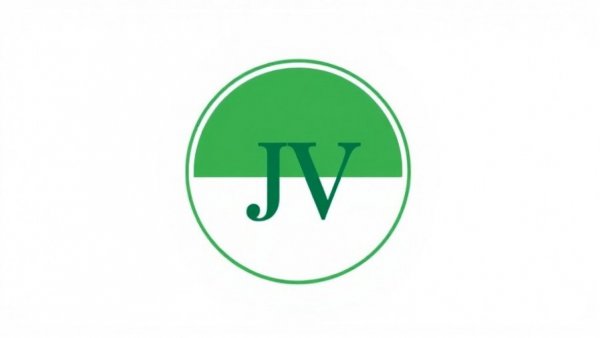 Minimalistic JV logo, green round design, clean aesthetic.