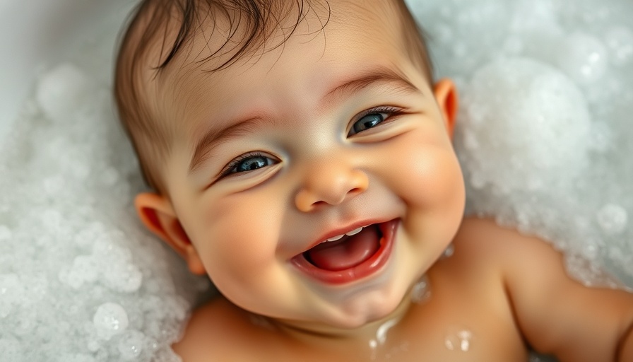 Joyful baby enjoying bath time, relevant to resources for new parents in Philadelphia.