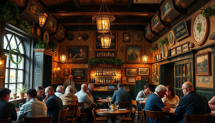 Quaint Irish bar in Philadelphia with patrons dining and vintage decor.