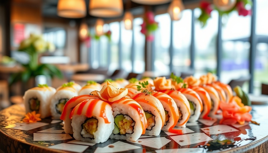 Artfully presented all-you-can-eat sushi platter in Philadelphia.