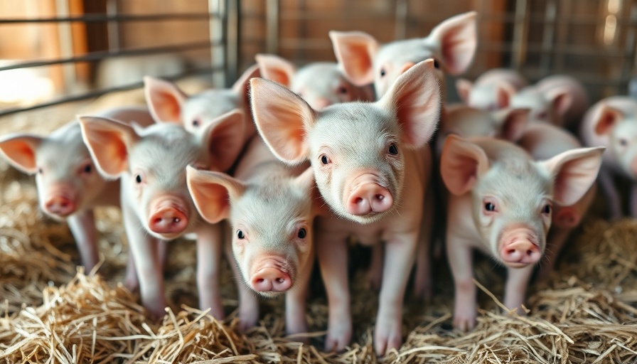Curious piglets clustering indoors on a farm.