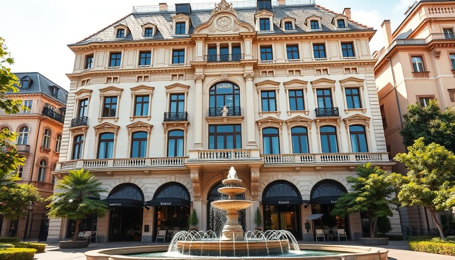 Elegant facade of luxury hotel in Madrid with historic charm.