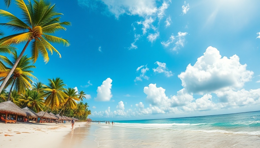 Tropical beach with huts and palm trees for Affordable Spring Break Vacations for 2025.