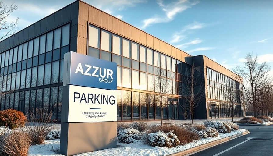 Azzur Group office building with reserved parking sign.