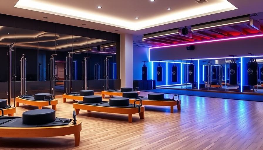 Luxurious fitness club interior in Wynnewood with Pilates and boxing.