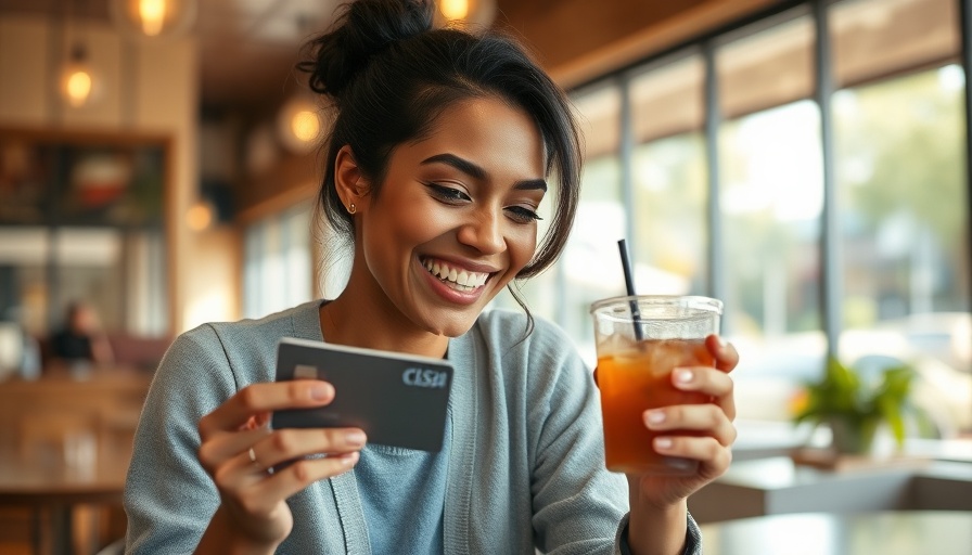 Woman enjoying Delta SkyMiles Reserve Card benefits at a cafe.