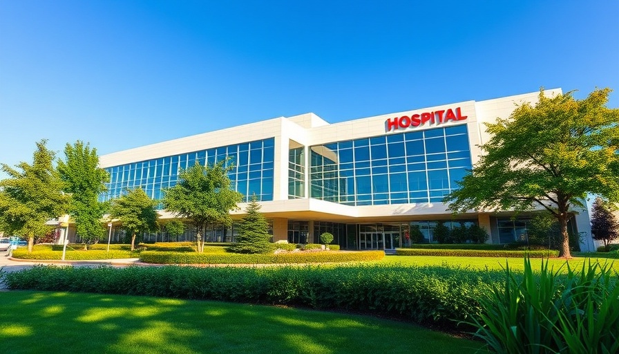 Foundation for Delaware County modern hospital exterior on a sunny day.